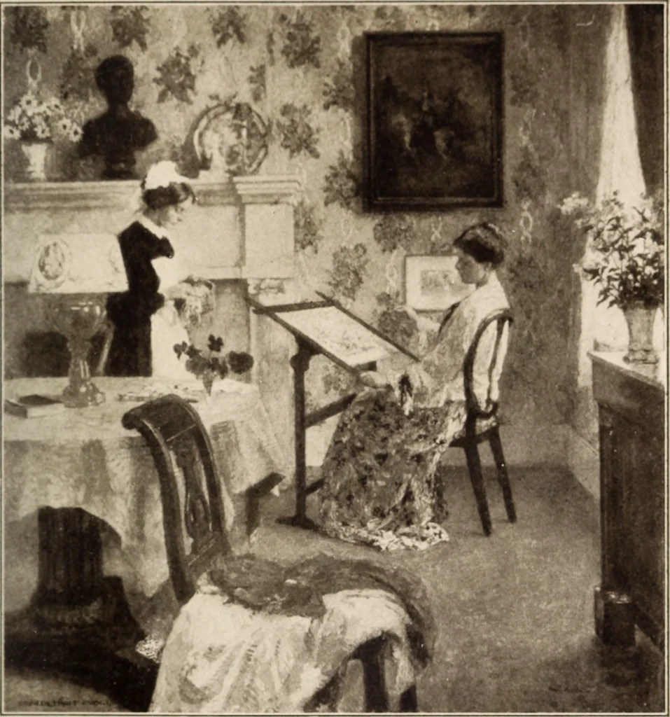 An illustration from The art treasures of Washington : an account of the Corcoran Gallery of Art and of the National Gallery and Museum, with descriptions and criticisms of their contents; including, also, an account of the works of art in the Capitol, and in the Library of Congress, and of the most important statuary in the city, 1912, leaf 210