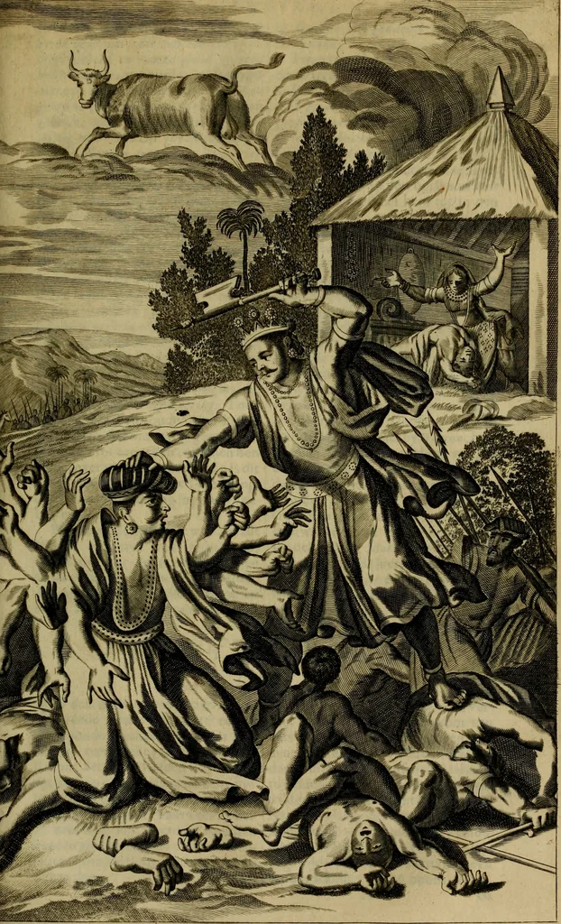 An illustration from Asia, of, Naukeurige beschryving van het rijk des Grooten Mogols, en een groot gedeelte van Indien ..., 1672, leaf 110