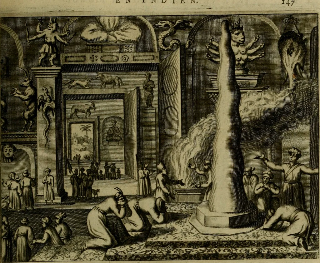 An illustration from Asia, of, Naukeurige beschryving van het rijk des Grooten Mogols, en een groot gedeelte van Indien ..., 1672, leaf 176
