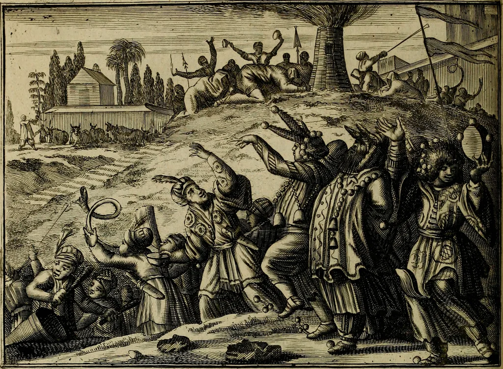 An illustration from Asia, of, Naukeurige beschryving van het rijk des Grooten Mogols, en een groot gedeelte van Indien ..., 1672, leaf 185