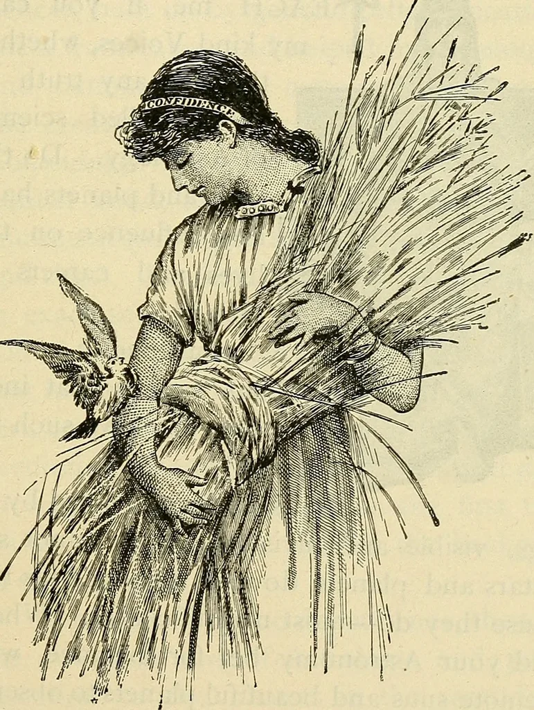 An illustration from As it is to be, 1892, leaf 218