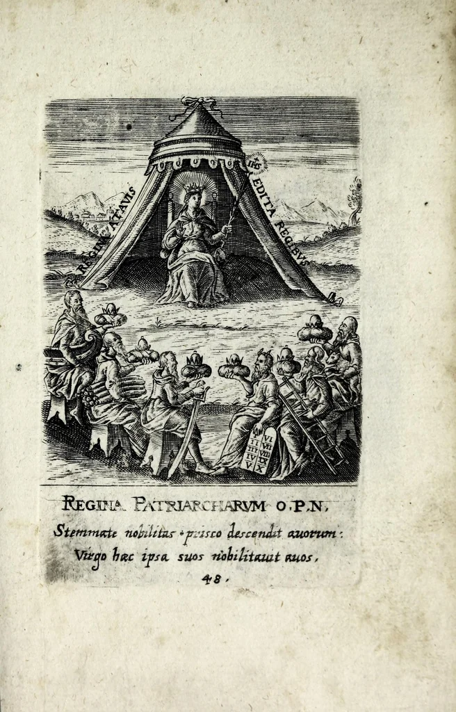 An illustration from Asma poeticum Litaniaru[m] Lauretanarum : [in quo singulis titulis emblemata cum carmine respondent], 1636, leaf 105