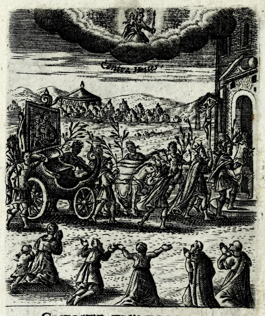 An illustration from Asma poeticum Litaniaru[m] Lauretanarum : [in quo singulis titulis emblemata cum carmine respondent], 1636, leaf 21