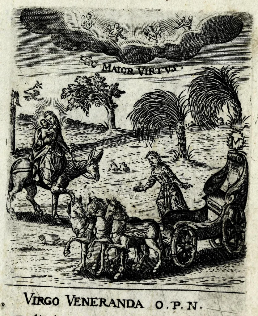 An illustration from Asma poeticum Litaniaru[m] Lauretanarum : [in quo singulis titulis emblemata cum carmine respondent], 1636, leaf 59