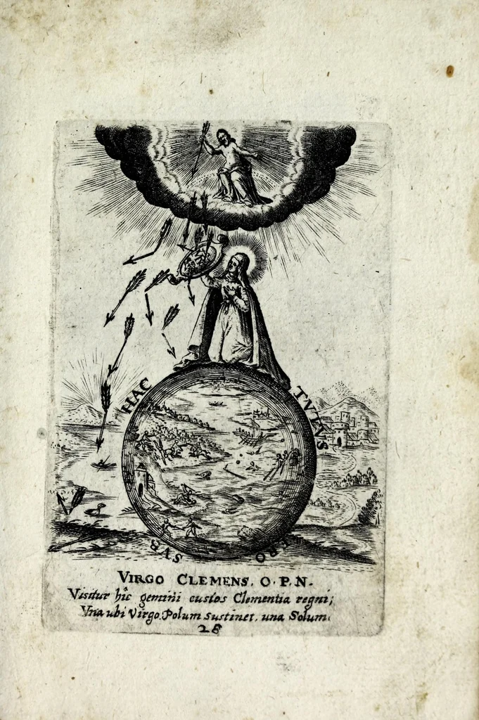 An illustration from Asma poeticum Litaniaru[m] Lauretanarum : [in quo singulis titulis emblemata cum carmine respondent], 1636, leaf 65