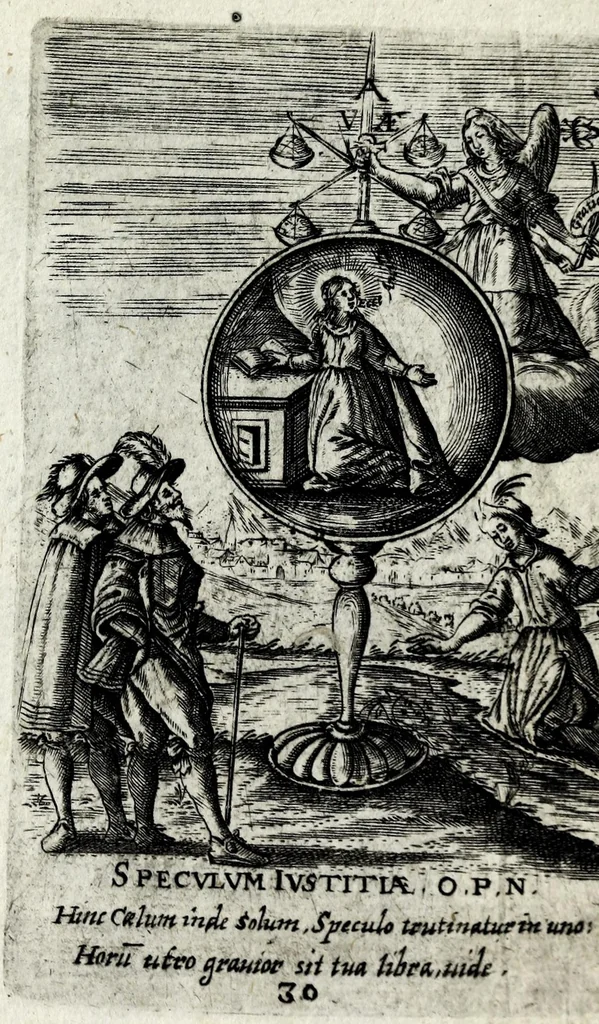 An illustration from Asma poeticum Litaniaru[m] Lauretanarum : [in quo singulis titulis emblemata cum carmine respondent], 1636, leaf 69