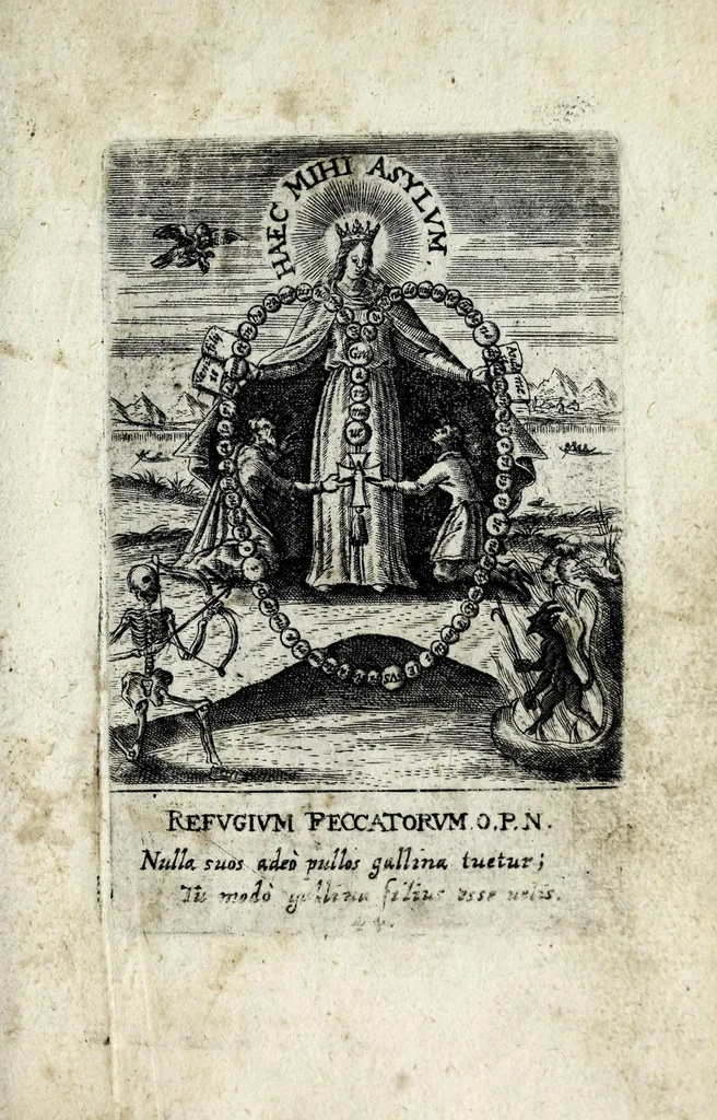 An illustration from Asma poeticum Litaniaru[m] Lauretanarum : [in quo singulis titulis emblemata cum carmine respondent], 1636, leaf 97