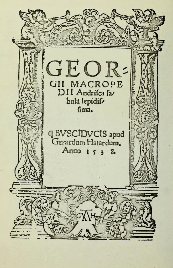 An illustration from Asotus Evangelicus; seu Evangelica de filio prodigo; parabola comice descripta, 1537, leaf 24