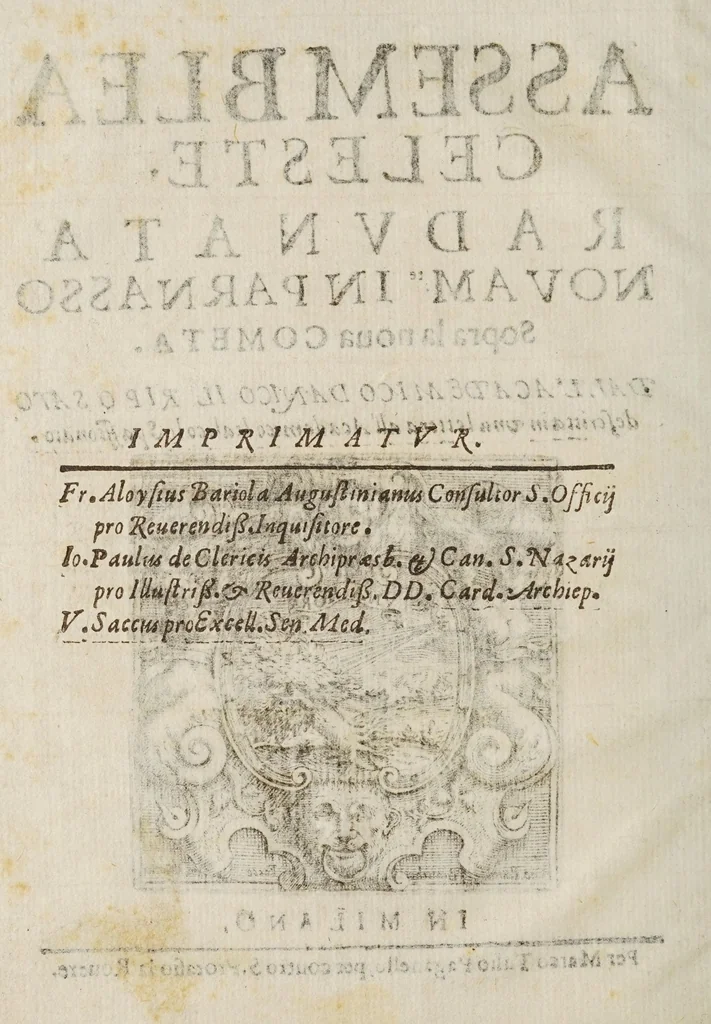 An illustration from Assemblea celeste, radvnata novamte. in Parnasso sopra la noua cometa, 1619, leaf 6