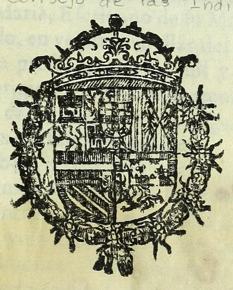 An illustration from Assiento y capitvlacion, qve los señores presidente, y del Consejo Real de las Indias tomaron con el prior, y consules, y comercio de Seuilla, sobre la cobranca, y administració del derecho de la aueria, y despacho de las armadas, y flotas de las India.../ Consejo de Indias (Spain), 1640, leaf 7