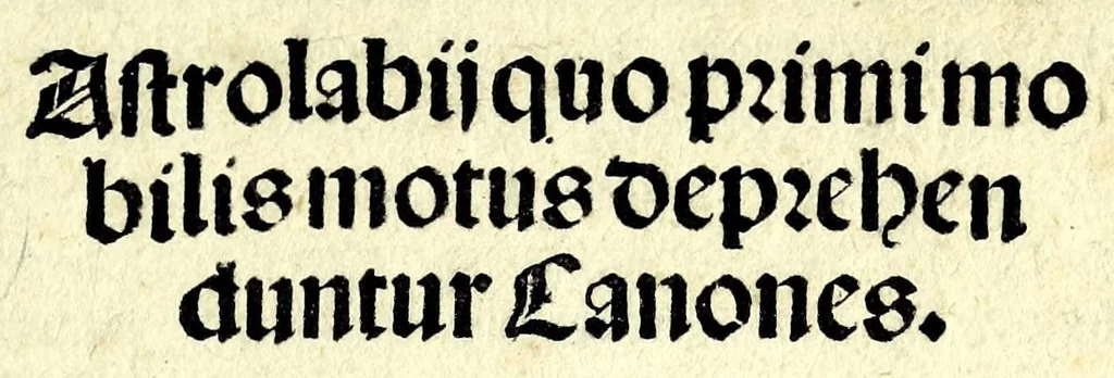 An illustration from Astrolabij quo primi mobilis motus deprehenduntur canones, 1512, leaf 3