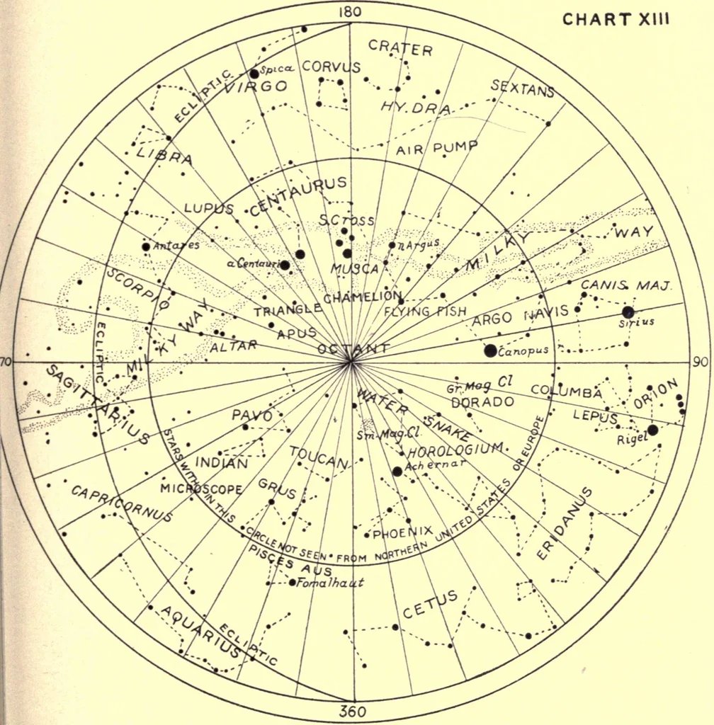 An illustration from Astronomy with the naked eye; a new geography of the heavens, with descriptions and charts of constellations, stars, and planets, 1908, leaf 228