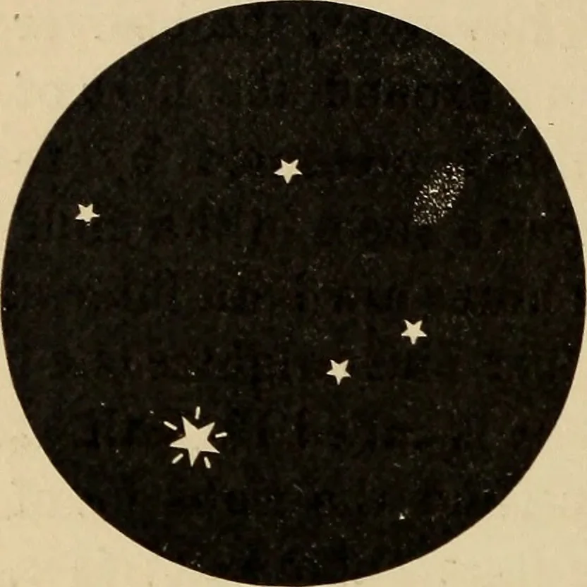 An illustration from Astronomy with an opera-glass: a popular introduction to the study of the starry heavens with the simplest of optical instruments, with maps and directions to facilitate the recognition of the constellations and the principal stars visible to the naked eye;, 1888, leaf 109
