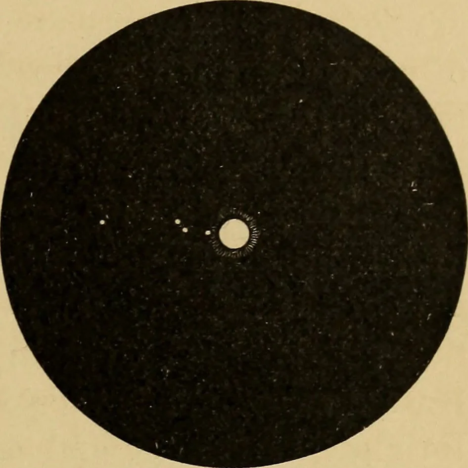 An illustration from Astronomy with an opera-glass: a popular introduction to the study of the starry heavens with the simplest of optical instruments, with maps and directions to facilitate the recognition of the constellations and the principal stars visible to the naked eye;, 1888, leaf 152
