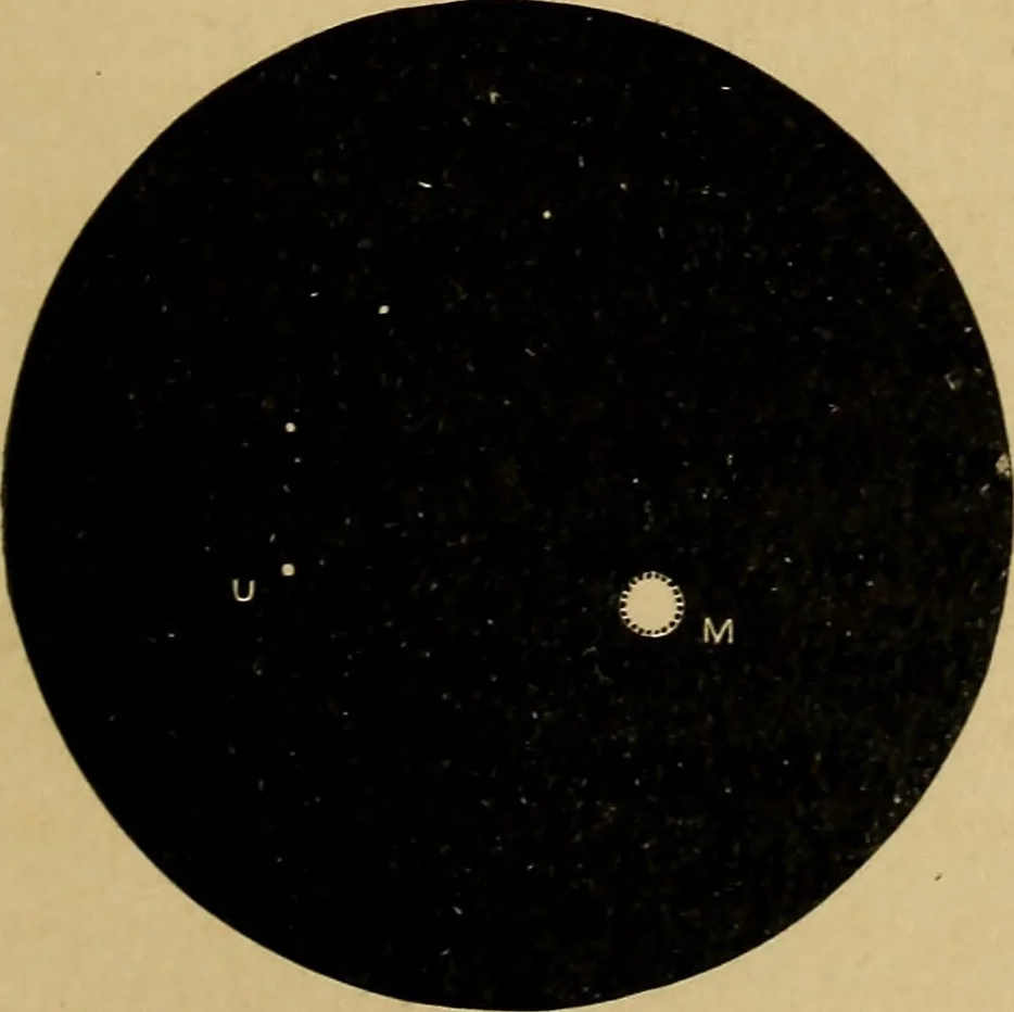 An illustration from Astronomy with an opera-glass: a popular introduction to the study of the starry heavens with the simplest of optical instruments, with maps and directions to facilitate the recognition of the constellations and the principal stars visible to the naked eye;, 1888, leaf 154