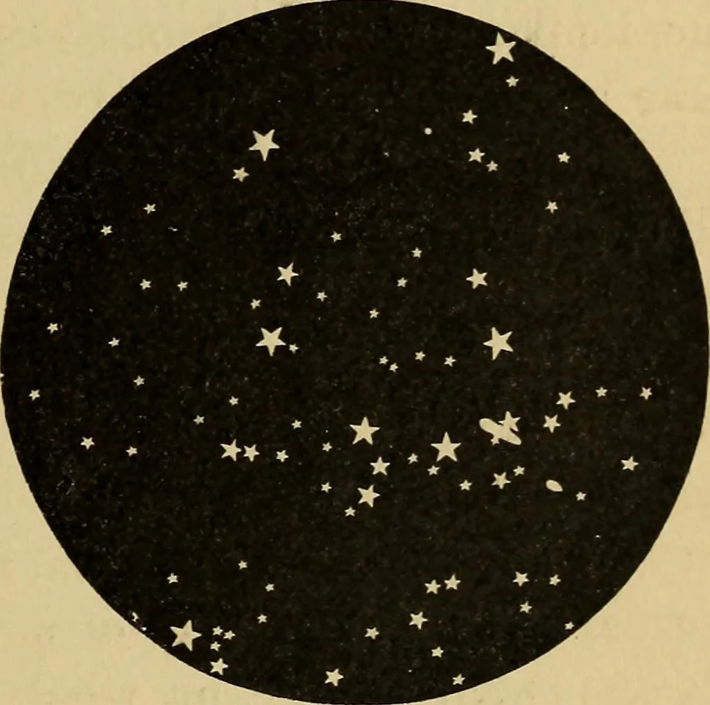 An illustration from Astronomy with an opera-glass: a popular introduction to the study of the starry heavens with the simplest of optical instruments, with maps and directions to facilitate the recognition of the constellations and the principal stars visible to the naked eye;, 1888, leaf 64