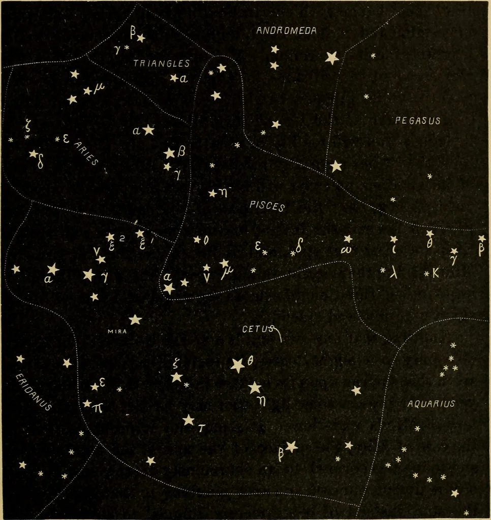 An illustration from Astronomy with an opera-glass: a popular introduction to the study of the starry heavens with the simplest of optical instruments, with maps and directions to facilitate the recognition of the constellations and the principal stars visible to the naked eye;, 1888, leaf 82