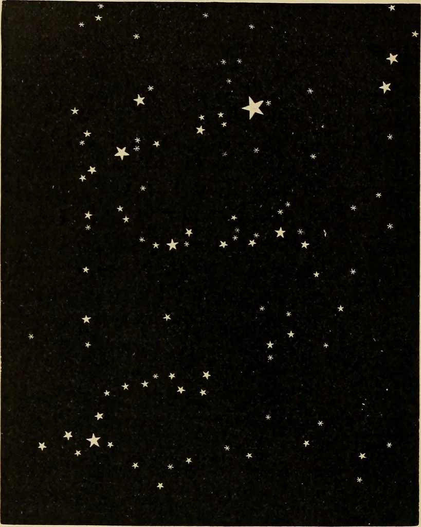 An illustration from Astronomy with an opera-glass: a popular introduction to the study of the starry heavens with the simplest of optical instruments, with maps and directions to facilitate the recognition of the constellations and the principal stars visible to the naked eye;, 1888, leaf 95