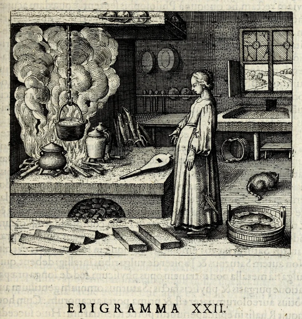 An illustration from Atalanta fugiens, hoc est, Emblemata nova de secretis naturae chymica : accomodata partim oculis & intellectui, figuris cupro incisis, adjectisque sententiis, epigrammatis & notis, partim auribus & recreationi animi plus minus 50 fugis musicalibus trium vocum, quarum duae ad unam simplicem melodiam distichis canendis peraptam, correspondeant, non abs[que] singulari jucunditate videnda, legenda, meditanda, intelligenda, dijudicanda, canenda & audienda, 1618, leaf 105