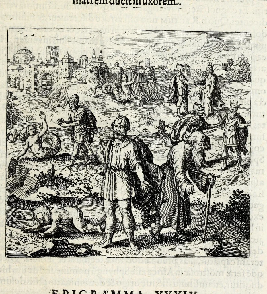 An illustration from Atalanta fugiens, hoc est, Emblemata nova de secretis naturae chymica : accomodata partim oculis & intellectui, figuris cupro incisis, adjectisque sententiis, epigrammatis & notis, partim auribus & recreationi animi plus minus 50 fugis musicalibus trium vocum, quarum duae ad unam simplicem melodiam distichis canendis peraptam, correspondeant, non abs[que] singulari jucunditate videnda, legenda, meditanda, intelligenda, dijudicanda, canenda & audienda, 1618, leaf 173