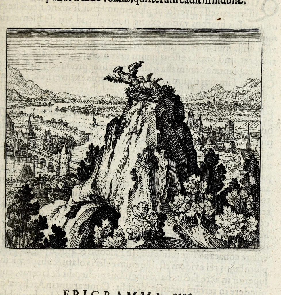 An illustration from Atalanta fugiens, hoc est, Emblemata nova de secretis naturae chymica : accomodata partim oculis & intellectui, figuris cupro incisis, adjectisque sententiis, epigrammatis & notis, partim auribus & recreationi animi plus minus 50 fugis musicalibus trium vocum, quarum duae ad unam simplicem melodiam distichis canendis peraptam, correspondeant, non abs[que] singulari jucunditate videnda, legenda, meditanda, intelligenda, dijudicanda, canenda & audienda, 1618, leaf 45