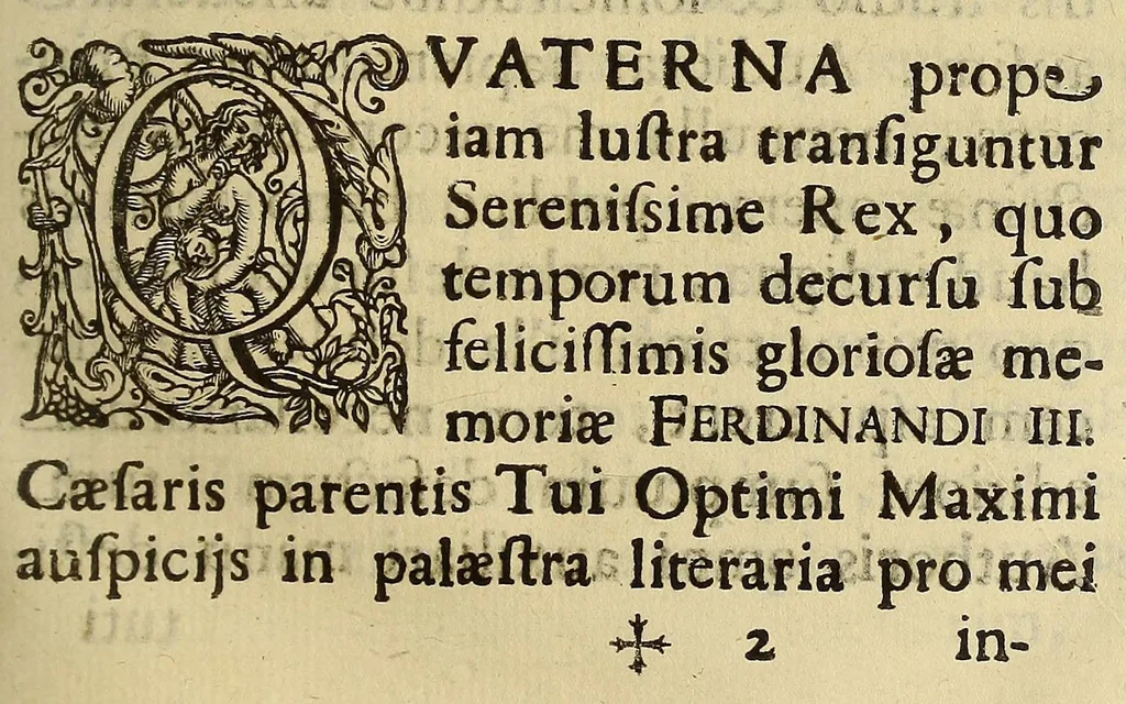 An illustration from Athanasii Kircheri e Soc. Iesu Itinerarium exstaticum : quo mundi opificium id est cœlestis expansi, siderumque tam errantium, quàm fixorum natura, vires, proprietates, singulorumque compositio & structura, ab infimo telluris globo, vsque ad vltima mundi confinia, per ficti raptus integumentum explorata, noua hypothesi exponitur ad veritatem interlocutoribus Cosmiele et Theodidacto ad ., 1656, leaf 503