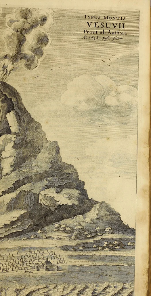 An illustration from Athanasii Kircheri e Soc. Jesu Mundus subterraneus, : in XII libros digestus; quo divinum subterrestris mundi opificium, mira ergasteriorum naturae in eo distributio, verbo [Pantamorphon] protei regnum, uniuersae denique naturae majestas & divitiae summa rerum varietate exponuntur, abditorum effectuum causae acri indagine inquisitae demonstrantur, cognitae per artis & naturae conjugium ad humanae vitae necessarium usum vario experimentorum apparatu, necnon novo modo & ratione applicantur, 1678, leaf 23