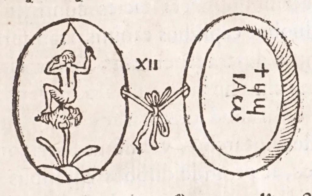 An illustration from Athanasij Kircheri e Societate Iesu Arithmologia, siue, De abditis numerorum mysterijs : qua origo, antiquitas & fabrica numerorum exponitur : abditae eorundem proprietates demonstrantur : fontes superstitionum in amuletorum fabrica aperiuntur : denique post cabalistarum, Arabum, gnosticorum, aliorumque magicas impietates detectas, vera & licita numerorum mystica significatio ostenditur, 1665, leaf 231