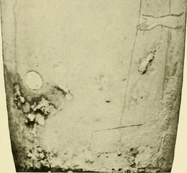 An illustration from Athenian lekythoi : with outline drawing in matt color on a white ground : appendix: additional lekythoi with outline drawing in glaze varnish on a white ground, 1914, leaf 306