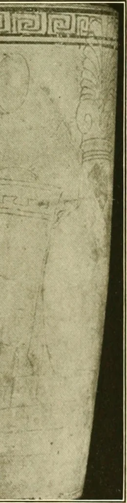 An illustration from Athenian lekythoi : with outline drawing in matt color on a white ground : appendix: additional lekythoi with outline drawing in glaze varnish on a white ground, 1914, leaf 308