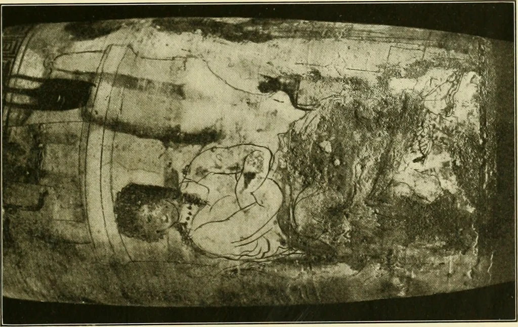 An illustration from Athenian lekythoi : with outline drawing in matt color on a white ground : appendix: additional lekythoi with outline drawing in glaze varnish on a white ground, 1914, leaf 346