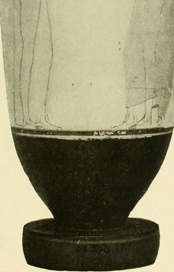 An illustration from Athenian lekythoi : with outline drawing in matt color on a white ground : appendix: additional lekythoi with outline drawing in glaze varnish on a white ground, 1914, leaf 360
