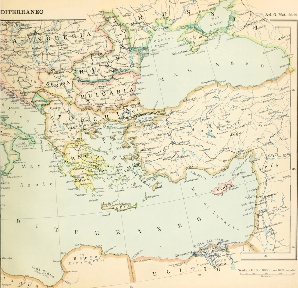 An illustration from Atlante geografico metodico in 65 tavole, 1910, leaf 60
