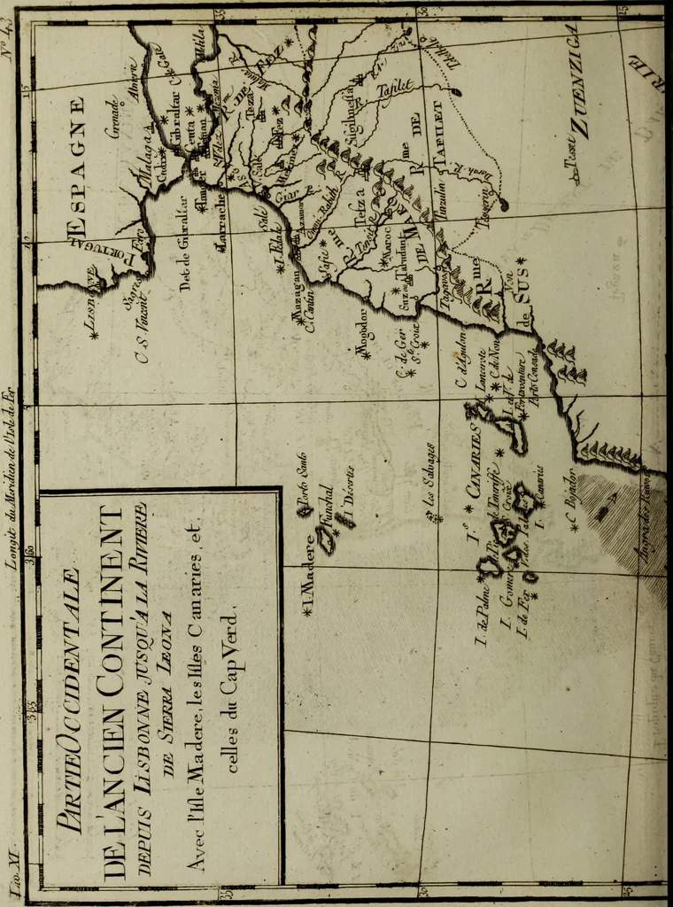 An illustration from Atlas de toutes les parties connues du globe terrestre : dressé pour l'Histoire philosophique et politique des établissemens et du commerce des Européens dans les deux Indes, 1780, leaf 205