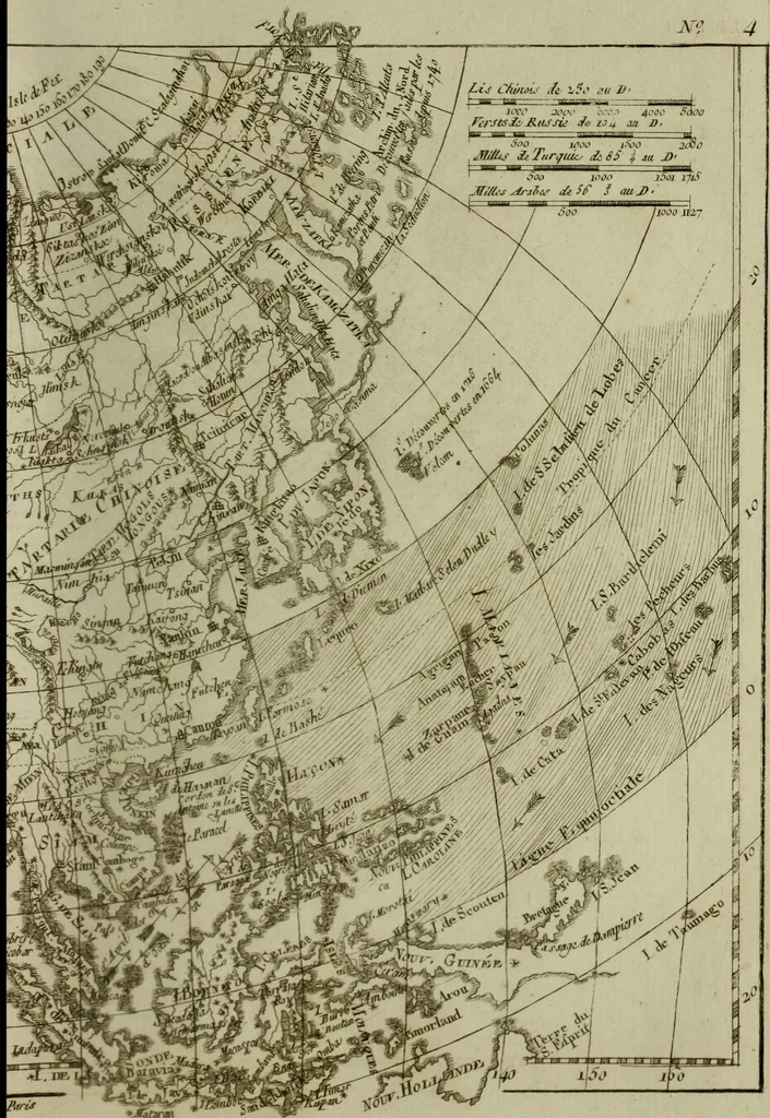 An illustration from Atlas de toutes les parties connues du globe terrestre : dressé pour l'Histoire philosophique et politique des établissemens et du commerce des Européens dans les deux Indes, 1780, leaf 46