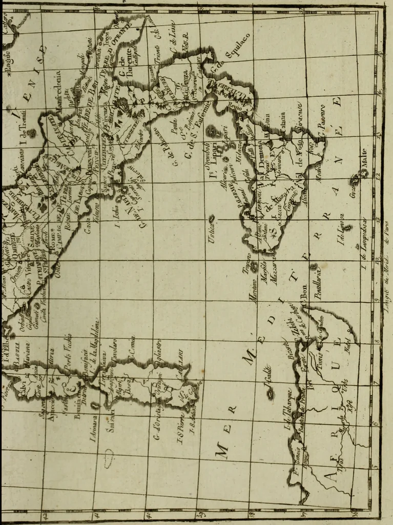 An illustration from Atlas de toutes les parties connues du globe terrestre : dressé pour l'Histoire philosophique et politique des établissemens et du commerce des Européens dans les deux Indes, 1780, leaf 54