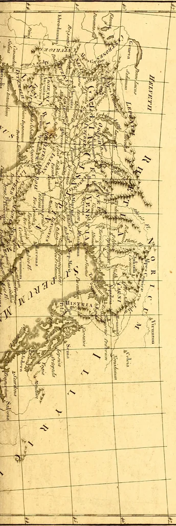 An illustration from Atlas encyclopédique : contenant la géographie ancienne, et quelques cartes sur la géographie du moyen âge, la géographie moderne, et les cartes relatives à la géographie physique, 1787, leaf 116