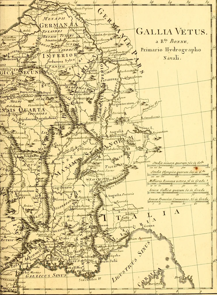An illustration from Atlas encyclopédique : contenant la géographie ancienne, et quelques cartes sur la géographie du moyen âge, la géographie moderne, et les cartes relatives à la géographie physique, 1787, leaf 120