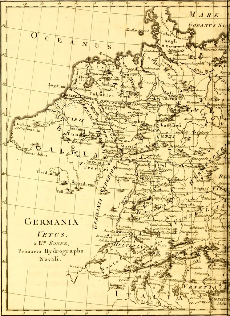 An illustration from Atlas encyclopédique : contenant la géographie ancienne, et quelques cartes sur la géographie du moyen âge, la géographie moderne, et les cartes relatives à la géographie physique, 1787, leaf 123