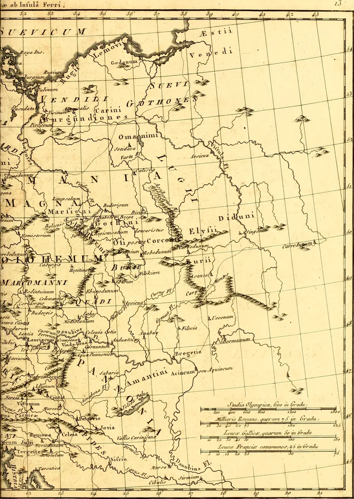 An illustration from Atlas encyclopédique : contenant la géographie ancienne, et quelques cartes sur la géographie du moyen âge, la géographie moderne, et les cartes relatives à la géographie physique, 1787, leaf 124
