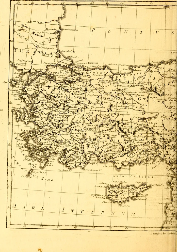 An illustration from Atlas encyclopédique : contenant la géographie ancienne, et quelques cartes sur la géographie du moyen âge, la géographie moderne, et les cartes relatives à la géographie physique, 1787, leaf 135