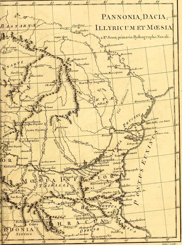 An illustration from Atlas encyclopédique : contenant la géographie ancienne, et quelques cartes sur la géographie du moyen âge, la géographie moderne, et les cartes relatives à la géographie physique, 1787, leaf 140