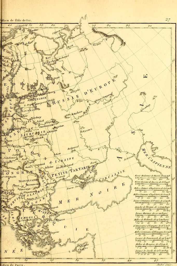 An illustration from Atlas encyclopédique : contenant la géographie ancienne, et quelques cartes sur la géographie du moyen âge, la géographie moderne, et les cartes relatives à la géographie physique, 1787, leaf 180