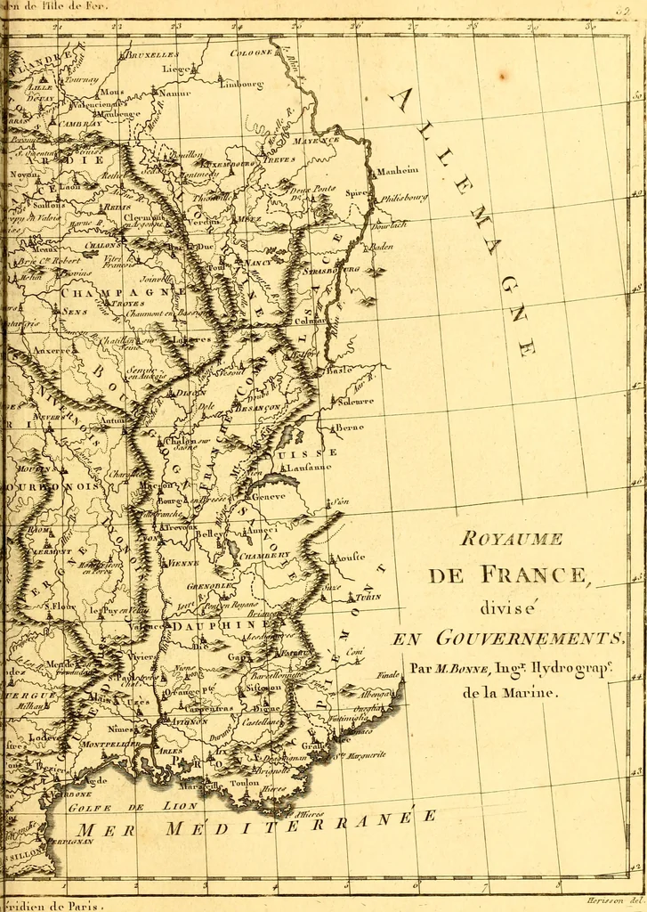 An illustration from Atlas encyclopédique : contenant la géographie ancienne, et quelques cartes sur la géographie du moyen âge, la géographie moderne, et les cartes relatives à la géographie physique, 1787, leaf 200
