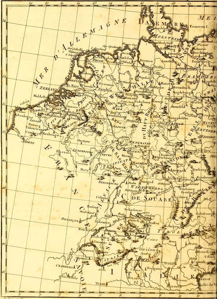 An illustration from Atlas encyclopédique : contenant la géographie ancienne, et quelques cartes sur la géographie du moyen âge, la géographie moderne, et les cartes relatives à la géographie physique, 1787, leaf 311