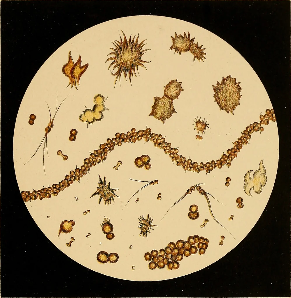 An illustration from An atlas of clinical microscopy, 1885, leaf 100