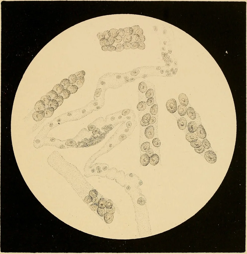 An illustration from An atlas of clinical microscopy, 1885, leaf 130