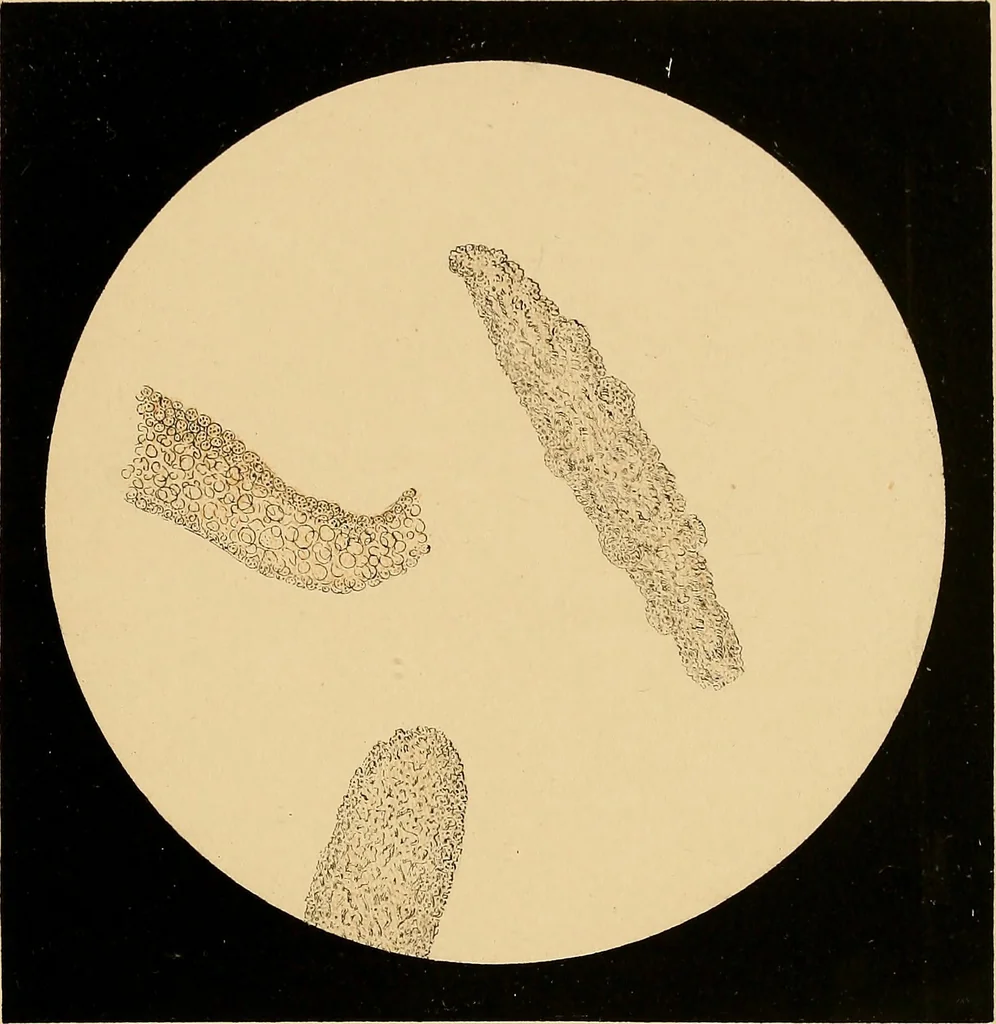 An illustration from An atlas of clinical microscopy, 1885, leaf 138