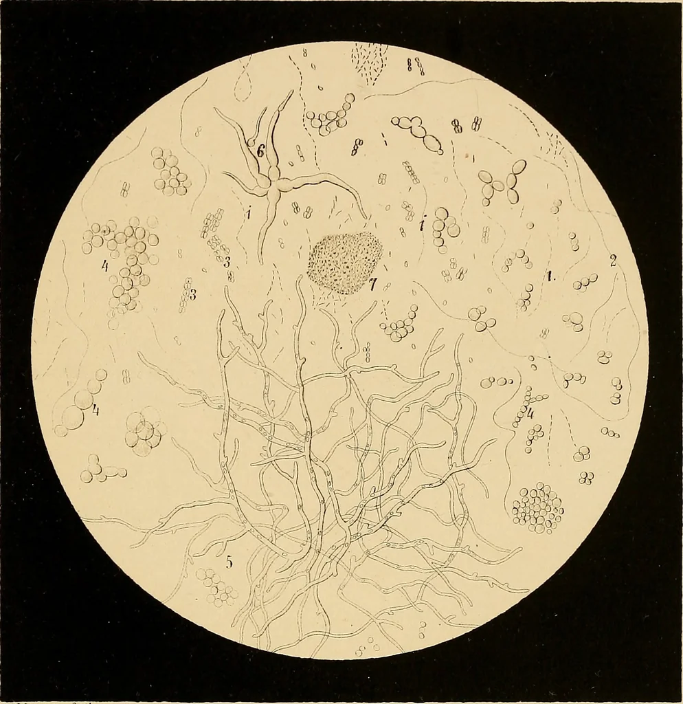 An illustration from An atlas of clinical microscopy, 1885, leaf 152