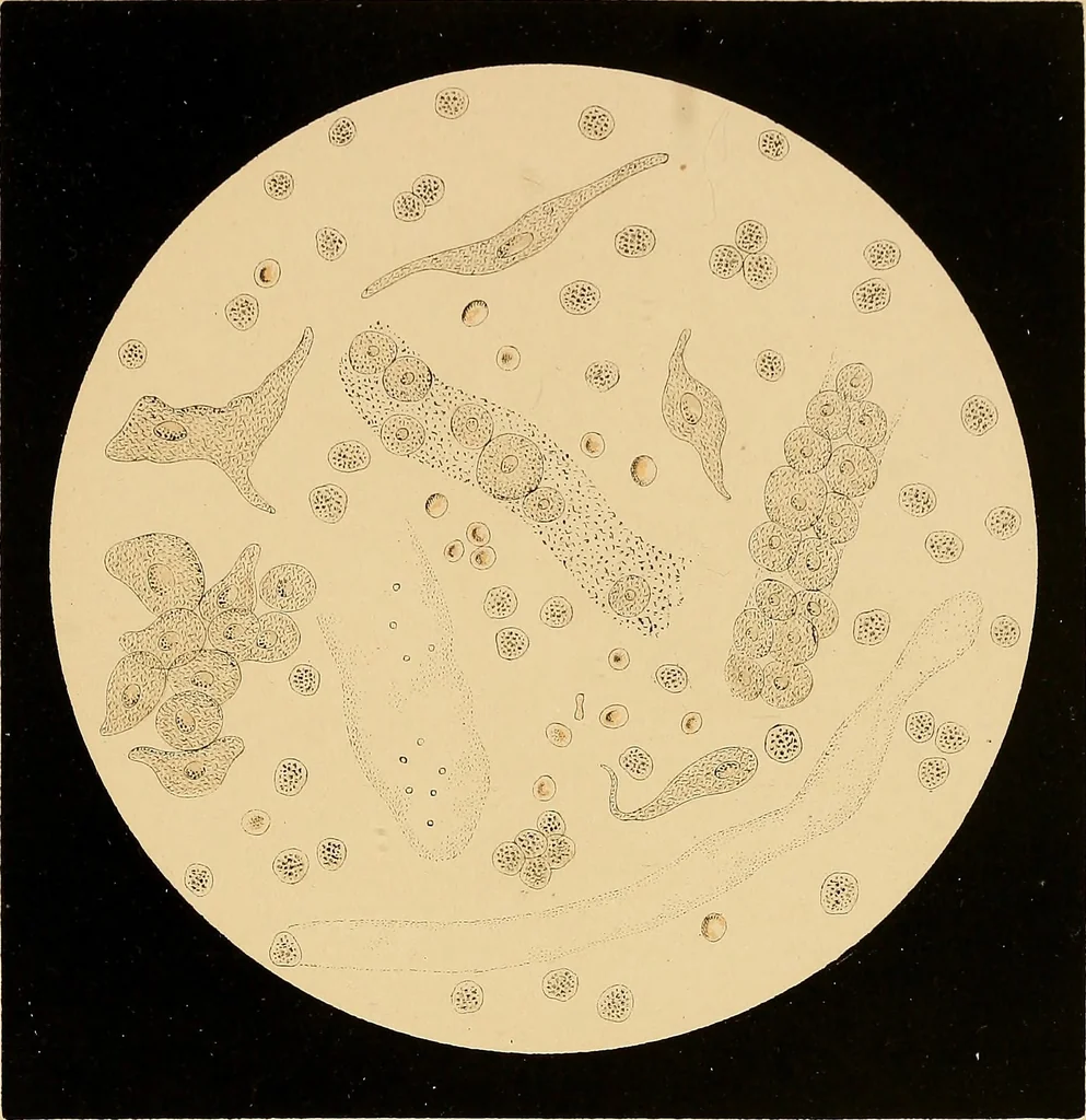 An illustration from An atlas of clinical microscopy, 1885, leaf 164